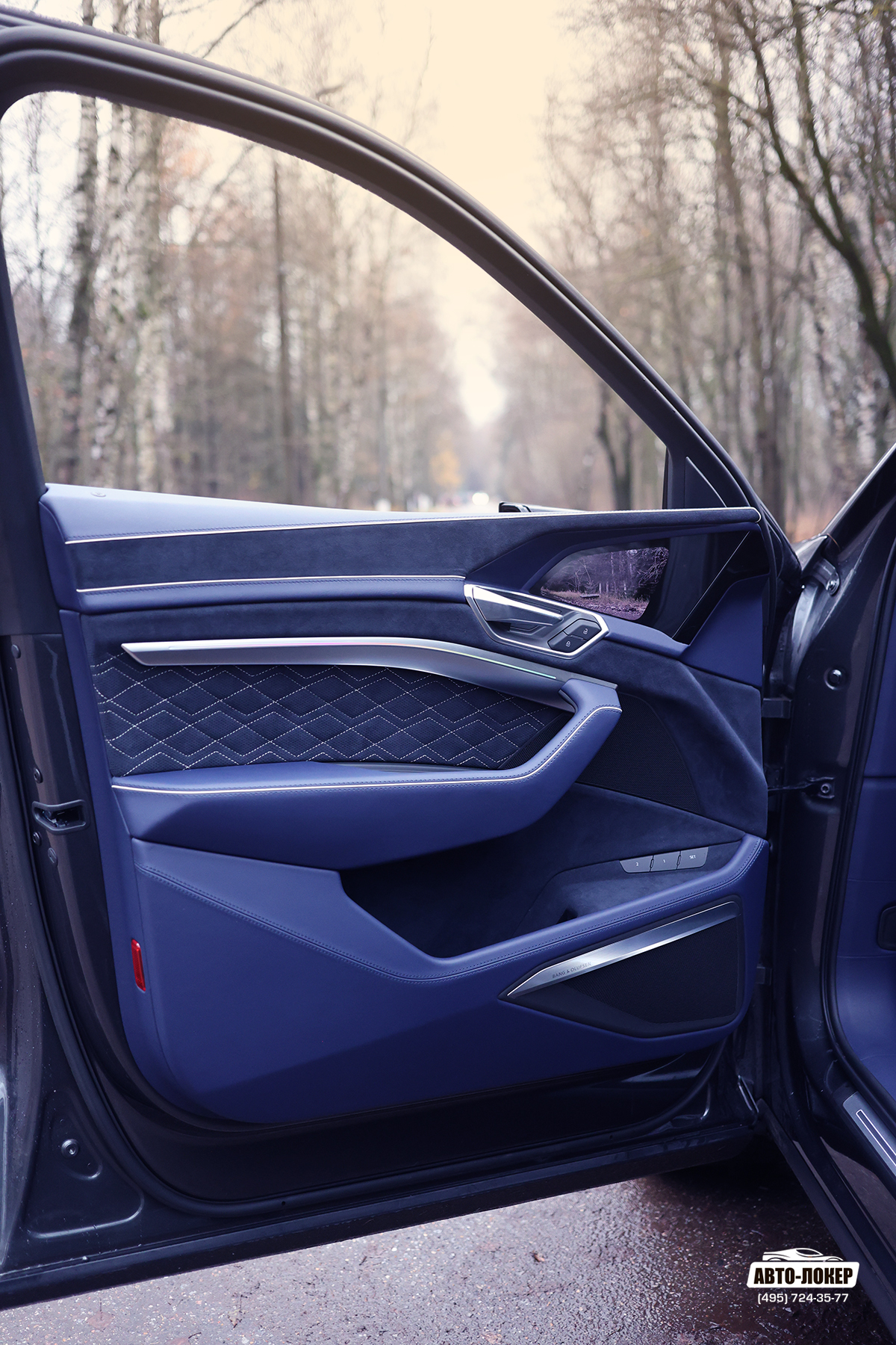 Перетяжка дверей салона Audi E-tron в натуральную кожу