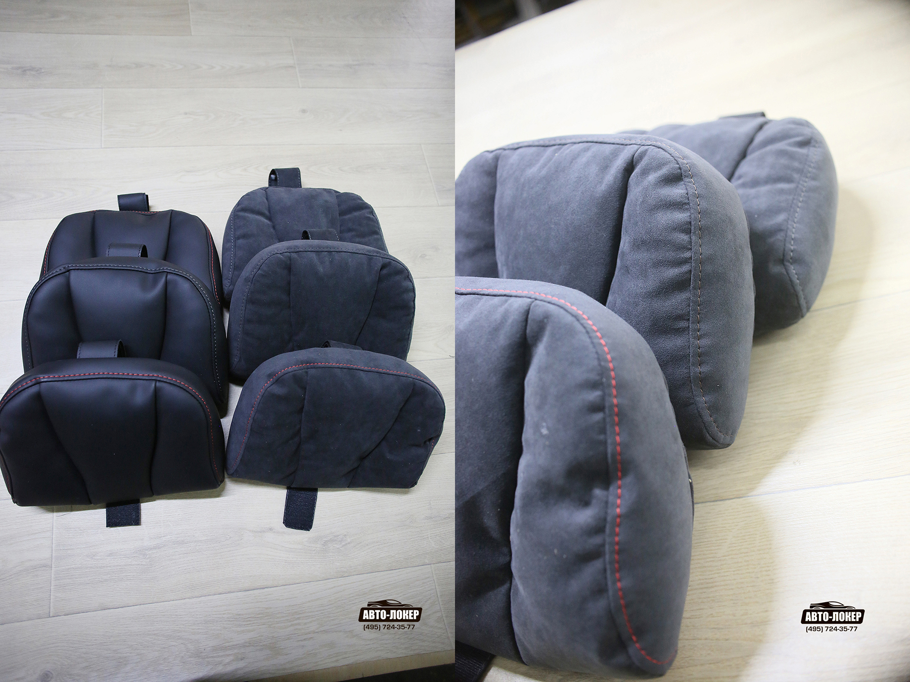 Наши классические толстые трехсекционные подушки. Могут быть выполнены из кожи или Алькантары с любым цветом строчки. Можем сделать тиснение логотип марки авто. Мягкий наполнитель. Приятные и комфортные для отдыха головы.