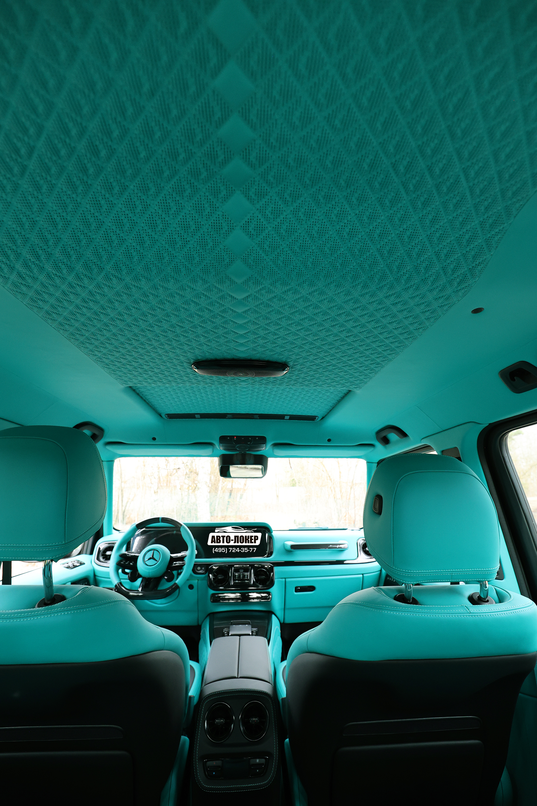 Перетяжка потолка салона кожей Gelandewagen Тифани