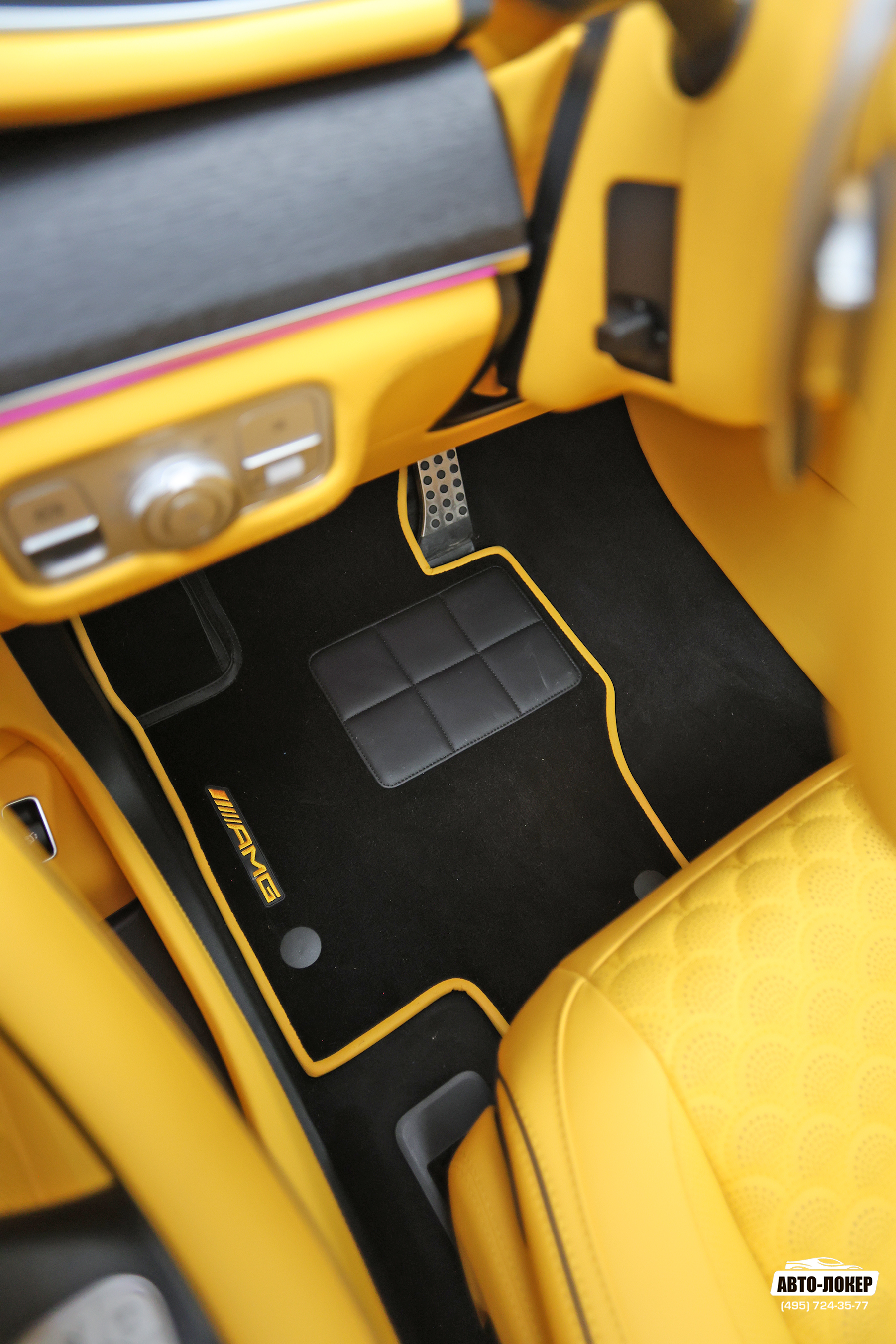 Перетяжка сидений салона Mercedes Benz GLE желтой кожей