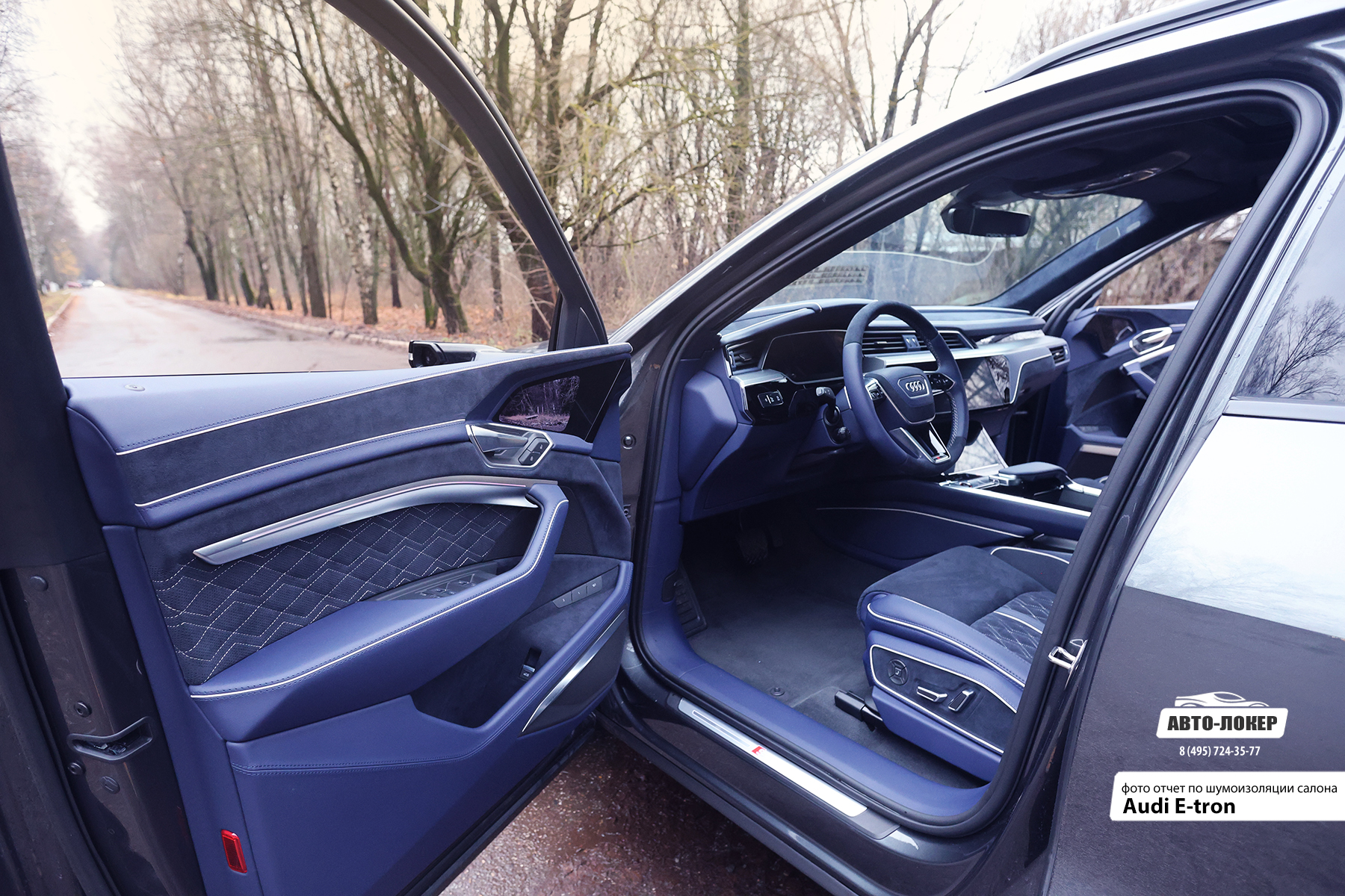 Перетяжка дверей салона Audi E-tron в натуральную кожу